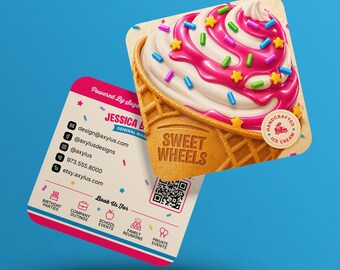 Ice Cream Business Cards | Card for Dessert Shop | Custom Printed Square Cards