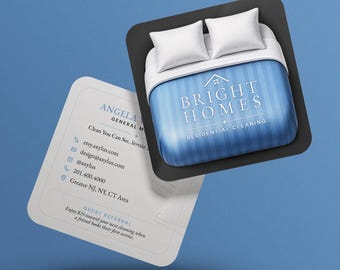 House Cleaning Business Cards | Residential Cleaning Services | Housekeeping | Maid Service | Custom Printed Square Card