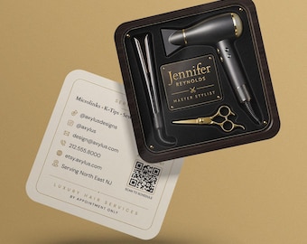 Luxury Hair Stylist Business Cards | Beauty Salon | Hairdresser | Custom Printed Square Business Card