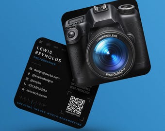 Custom Photographer Business Cards | Photography Cards | Camera Design | Square Printed Card