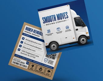 Square Trucking Business Cards, Moving Company Design