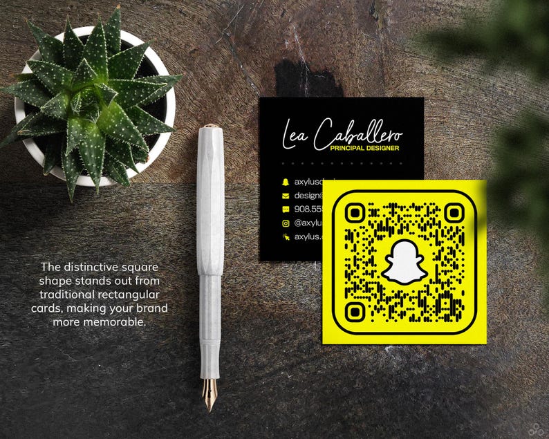 Custom Square Business Cards With Snap Social Media Design & Scannable ...