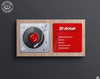 Turntable DJ Business Cards • Music Record Mini Cards, Rounded Corners, Social Cards, Design and Full Color Printing