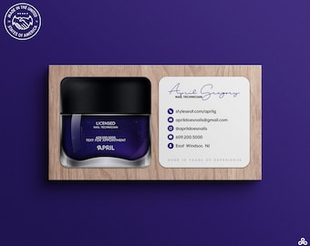 Square Business Cards with Luxe Nail Polish Bottle Design for Nail Technicians, Salons, Manicurists, Cosmetics Brands & Beauty Artists