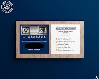 Customizable Blue Stove Square Business Cards • Perfect for Caterers, Personal Chefs & Food Businesses, Premium Card Stock, UV Gloss Finish