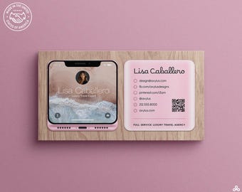 Stylish Square Business Cards with iPhone Design in Pink or Red for Content Creators, Influencers, Freelancers & Travel Agents