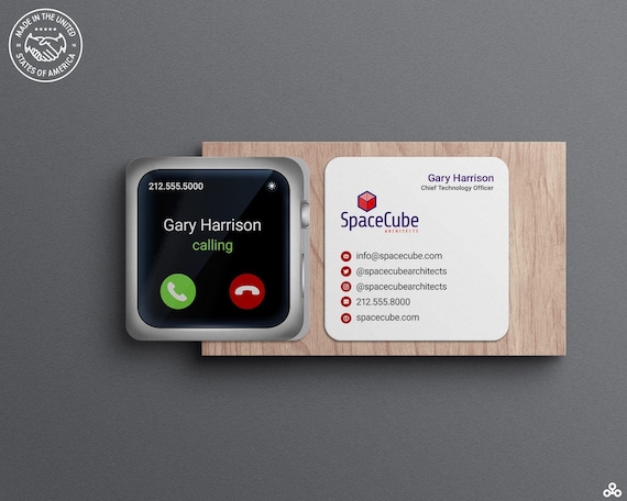 Premium Square Business Card for Entrepreneurs, Tech Startups, Software Developers, Social Media Consultants and Phone Repair Services