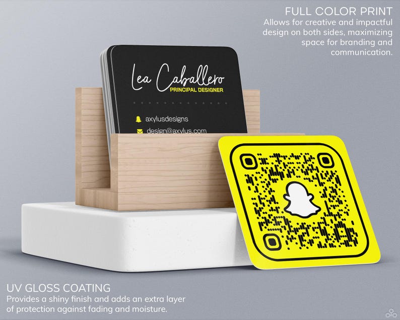 Custom Square Business Cards With Snap Social Media Design & Scannable ...