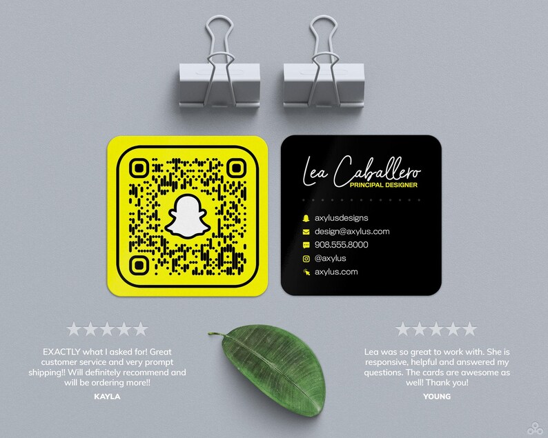 Custom Square Business Cards With Snap Social Media Design & Scannable ...