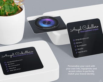 ★TOUT Y EST★ Facade miniature business card RCWGX24144CMX Mini Photographer Business Cards, Realistic Camera, Square
