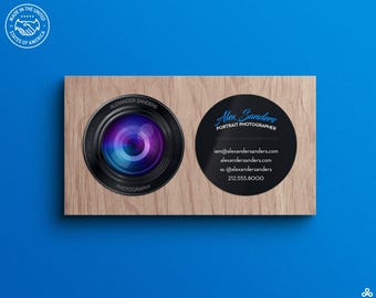 Camera Lens Photographer Business Cards • Mini Circle Cards • Photography Graphic Design and Printing • FREE Shipping