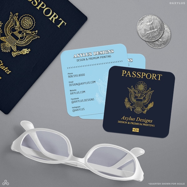 Passport Mini Cards • Travel Agent Business Cards • Business Card Design Travel Agency • Travel Blogger Marketing • Design and Printing