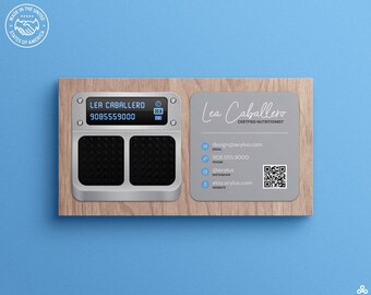 Square Business Cards with Digital Scale Design & Customizable Text Display for Nutritionists, Weight Loss Experts and Personal Trainers