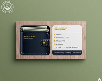 Square Business Card with Wallet Design • Rounded Corners, Ideal for Tax Preparers, Accountants, Financial Advisors and Estate Planners