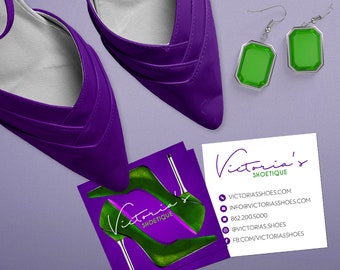 Shoe Boutique Business Cards • eCommerce Fashion Square Cards • Design and Printing • 250, 500, 1000, 2500 | FREE Shipping |