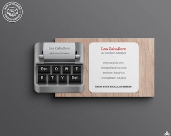 Customizable Typewriter Design Square Business Cards with Rounded Corners • Perfect for Journalists, Writers, Bloggers & Creatives