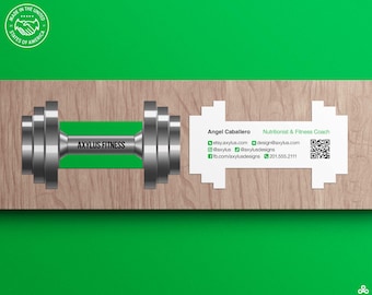 Customizable Dumbbell Shaped Business Cards • Ideal for Gyms, Personal Trainers & Fitness Coaches, Full Color, 14pt Card Stock, Matte Finish