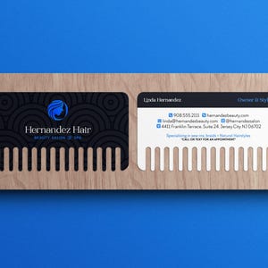 Comb Shaped Business Cards • Perfect for Hair Stylists, Barbers, Beauty Salons, Customizable, Full Color, Matte Finish, 14pt Card Stock