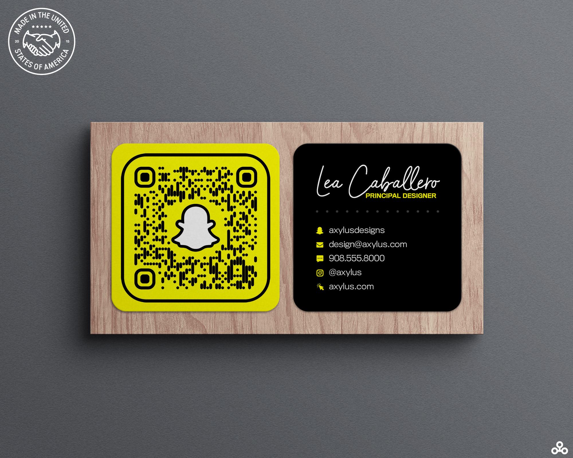 Custom Square Business Cards With Snap Social Media Design