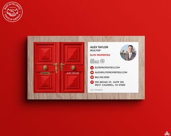 Real Estate Agent Business Cards, Square Cards w/Door Design, Realtor Business Card, Property Managers, Real Estate Developer, Home Builders