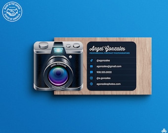 Mini Camera Photographer Business Cards • Photographer, Videographer, Die-Cut Rounded Corners, Social Cards, Design and Full Color Printing