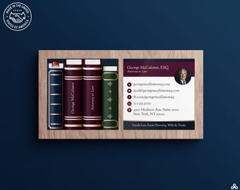 Elegant Square Business Cards with Classic Book Design for Law Firms, Attorneys|Lawyers, Financial Advisors, Academic Consultants