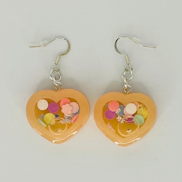 Cute Pastel Orange Earrings with Sprinkles