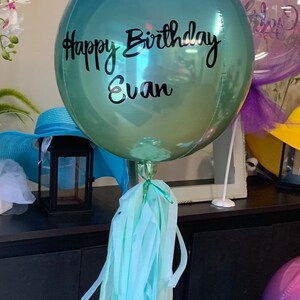 DIY 16&quot; round ombre foil balloon, party balloons, party decor, ball balloons, balloon with tassels, custom balloon
