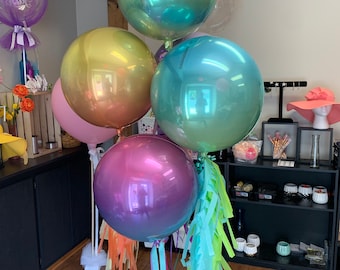 DIY KIT 16" round ombre foil balloon with tassel, party balloons, party decor, ball balloons, custom balloon, orbz