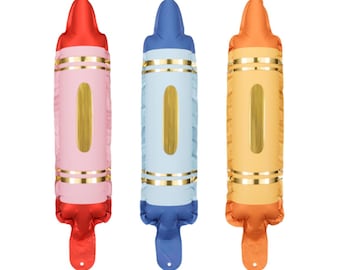 Crayon balloons, foil balloons, back to school