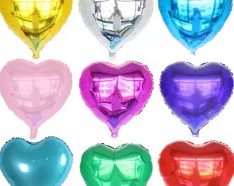 PartyDeco Light Blue Heart Foil Balloon - 45cm Mylar Metallic Balloon For Weddings, Baby Showers & Parties