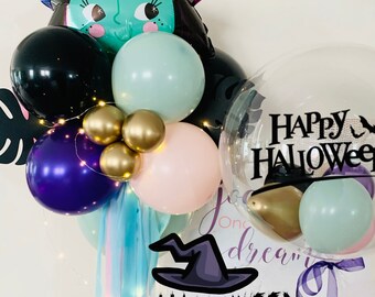 Halloween balloons, Halloween decorations, witch balloons, light balloons, balloons