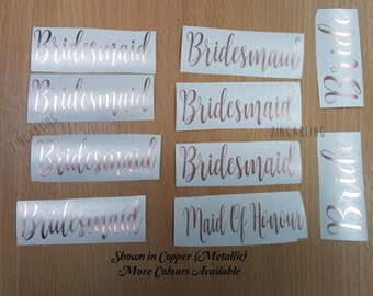 Bridal party personalised stickers champagne flute decal, wedding glasses, DIY party glasses, bridesmaid proposal vinyl, Vinyl Sticker ONLY