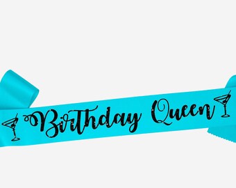 Birthday Queen Party Sash, Personalised Birthday Sash Party Banner - Other Custom Ages available, Birthday Gift for Woman, 18th 21st 30th