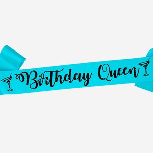Birthday Queen Party Sash, Personalised Birthday Sash Party Banner - Other Custom Ages available, Birthday Gift for Woman, 18th 21st 30th