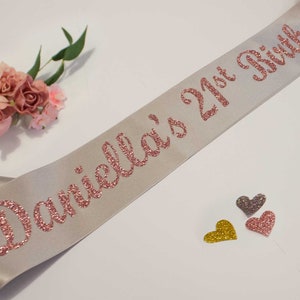 Luxury Personalised Birthday Sash, Any Age, Available In Many Colours For Milestone Birthdays 18 21 30 40 50 60 70 75 80 90 100