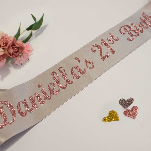 Luxury Personalised Birthday Sash, Any Age, Available In Many Colours For Milestone Birthdays 18 21 30 40 50 60 70 75 80 90 100