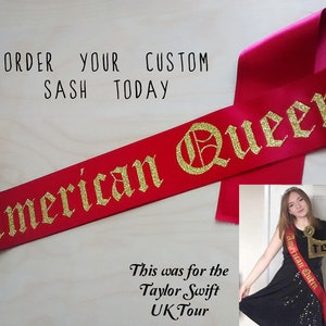 Custom Sash for pageant, graduation or high school cheer etc. Contact us for ideas, children's and teen sizes or plus size sash, just ask. image 2