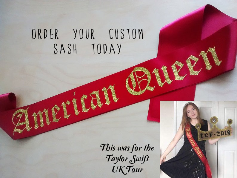 Custom Sash for pageant, graduation or high school cheer etc. Contact us for ideas, children's and teen sizes or plus size sash, just ask. image 2