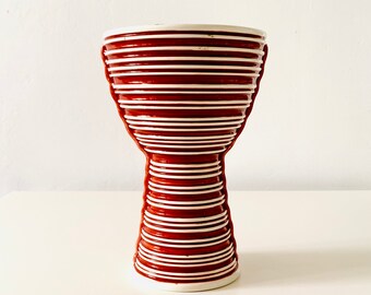 Vintage retro mid century green brown Sylvac X cross design vase pattern 3939 8 inches