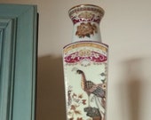 Porcelain Oriental Peacock Vase