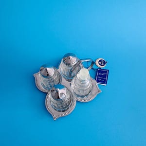 Vintage Salt, Pepper Shakers & Condiment Pots with Tray