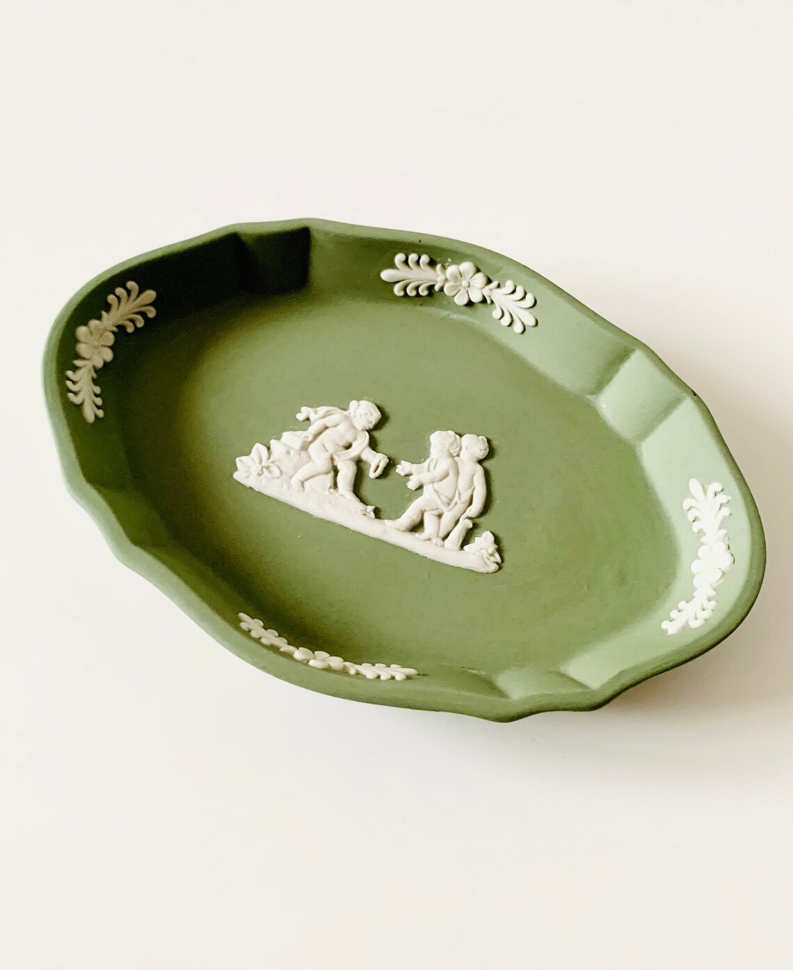 Wedgwood Sage Green Jasperware Trinket Dish Etsy