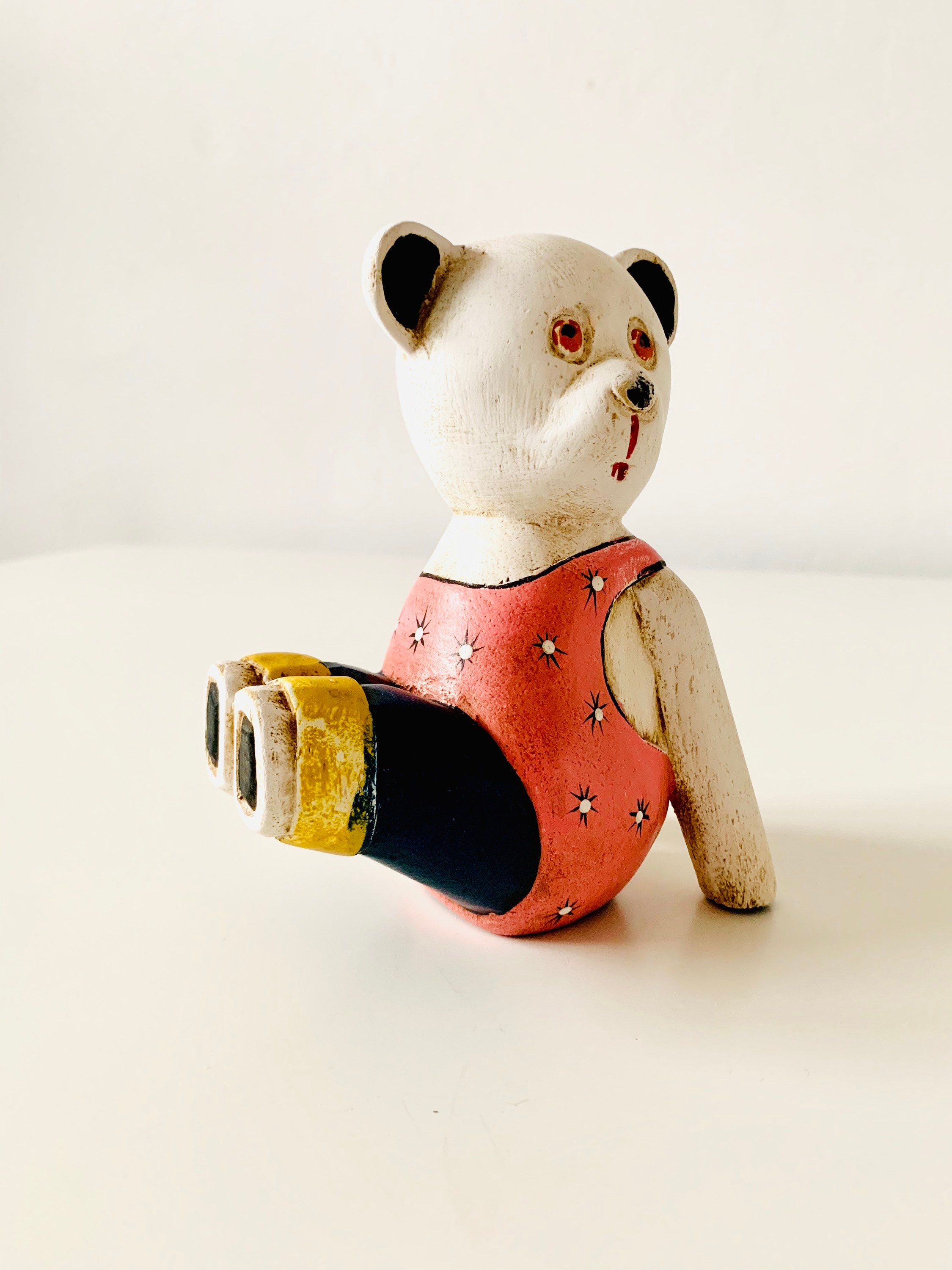 Wooden Yogi Exercising Bear Figurine Etsy