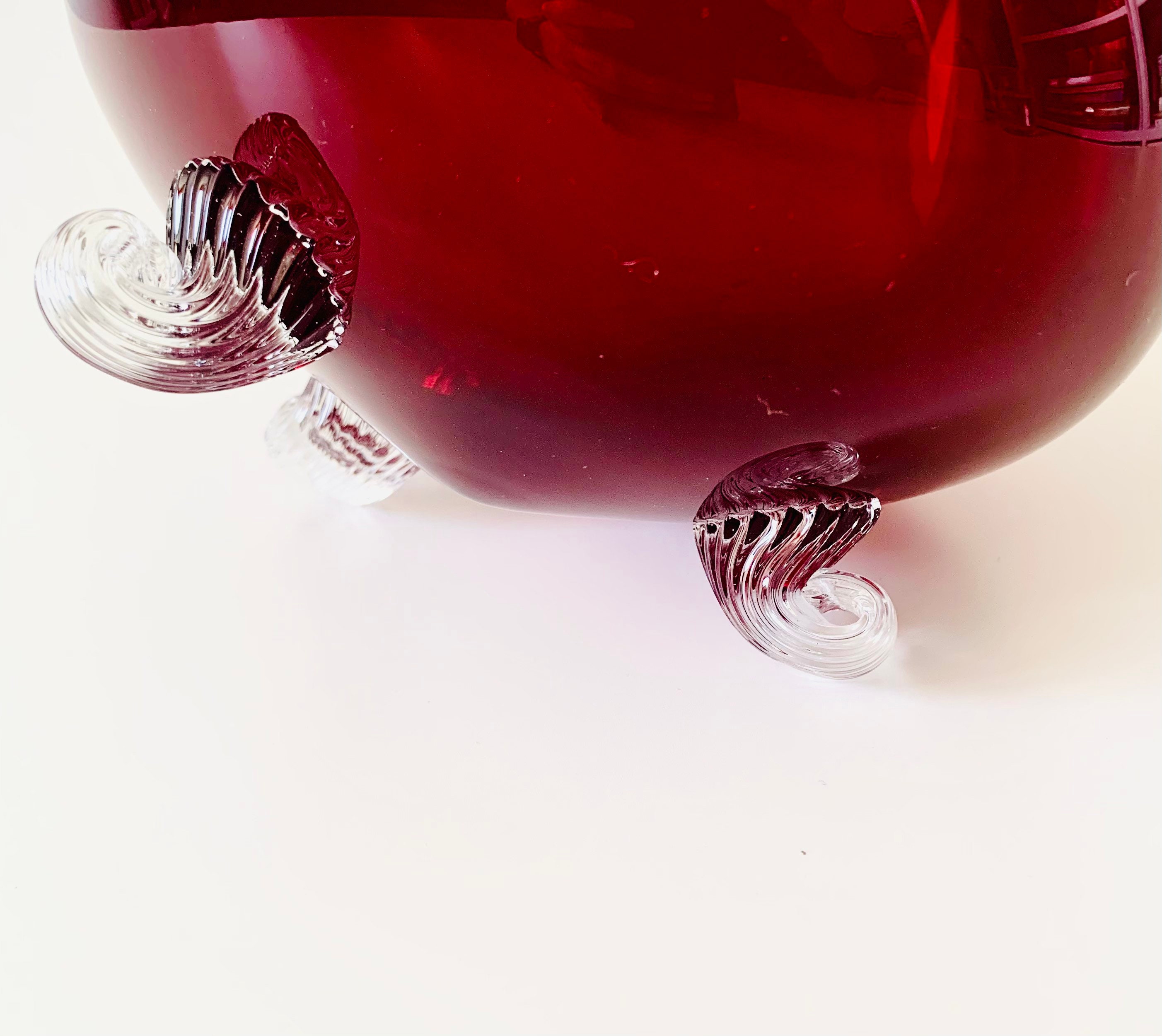 Vintage Hand Blown Red Glass Vase Etsy