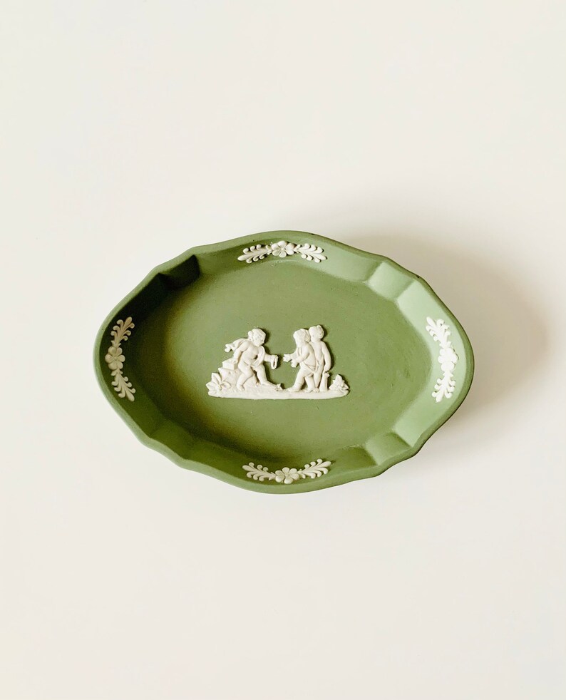 Wedgwood Sage Green Jasperware Trinket Dish Etsy