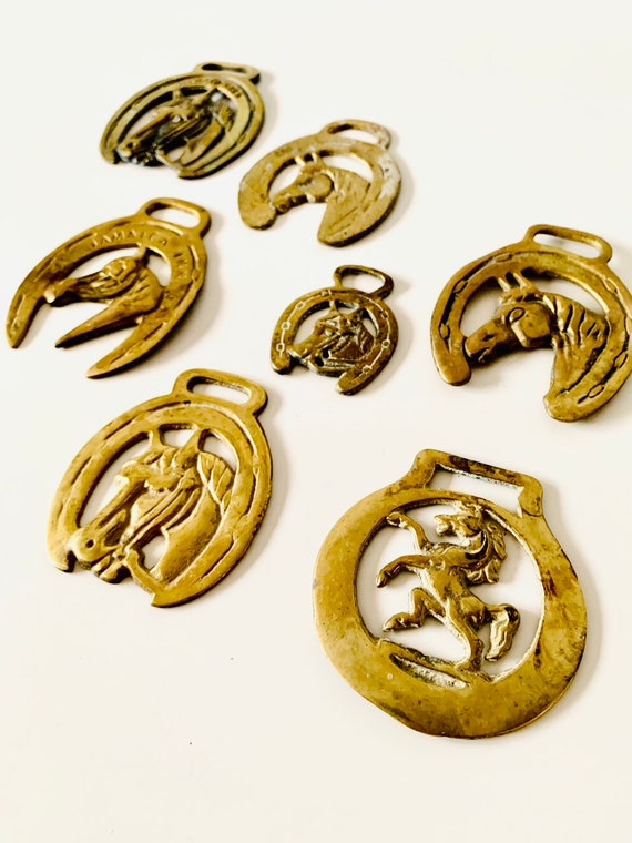 Set of 7 Horse Themed Vintage Old Solid Brass Horse Buckles Etsy
