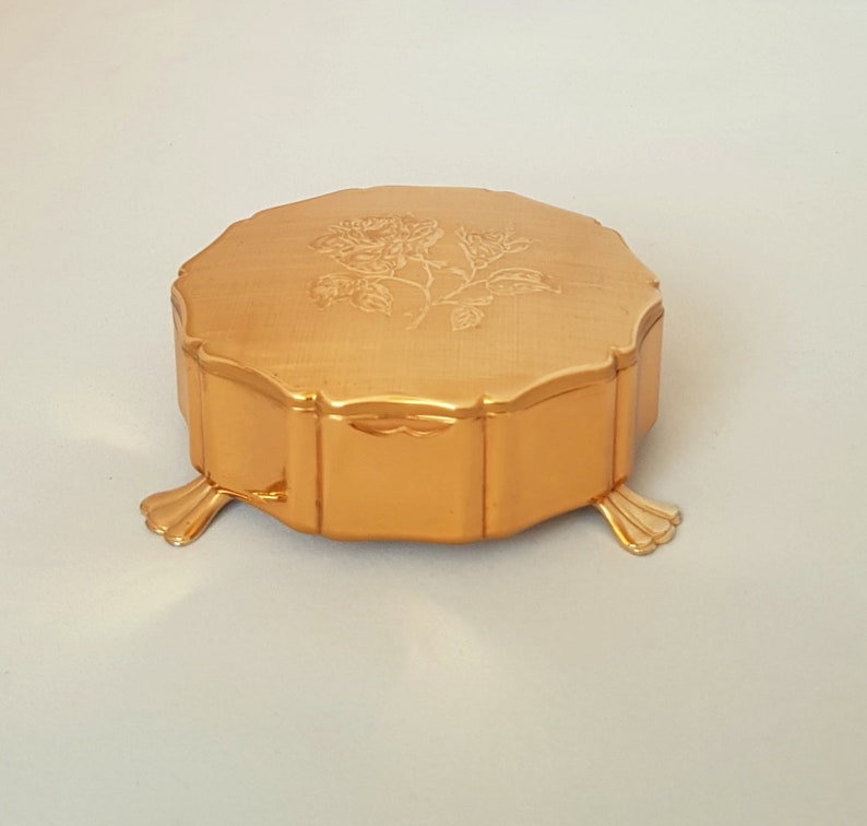 Vintage Gold Tone Trinket Box by Stratton Made in England