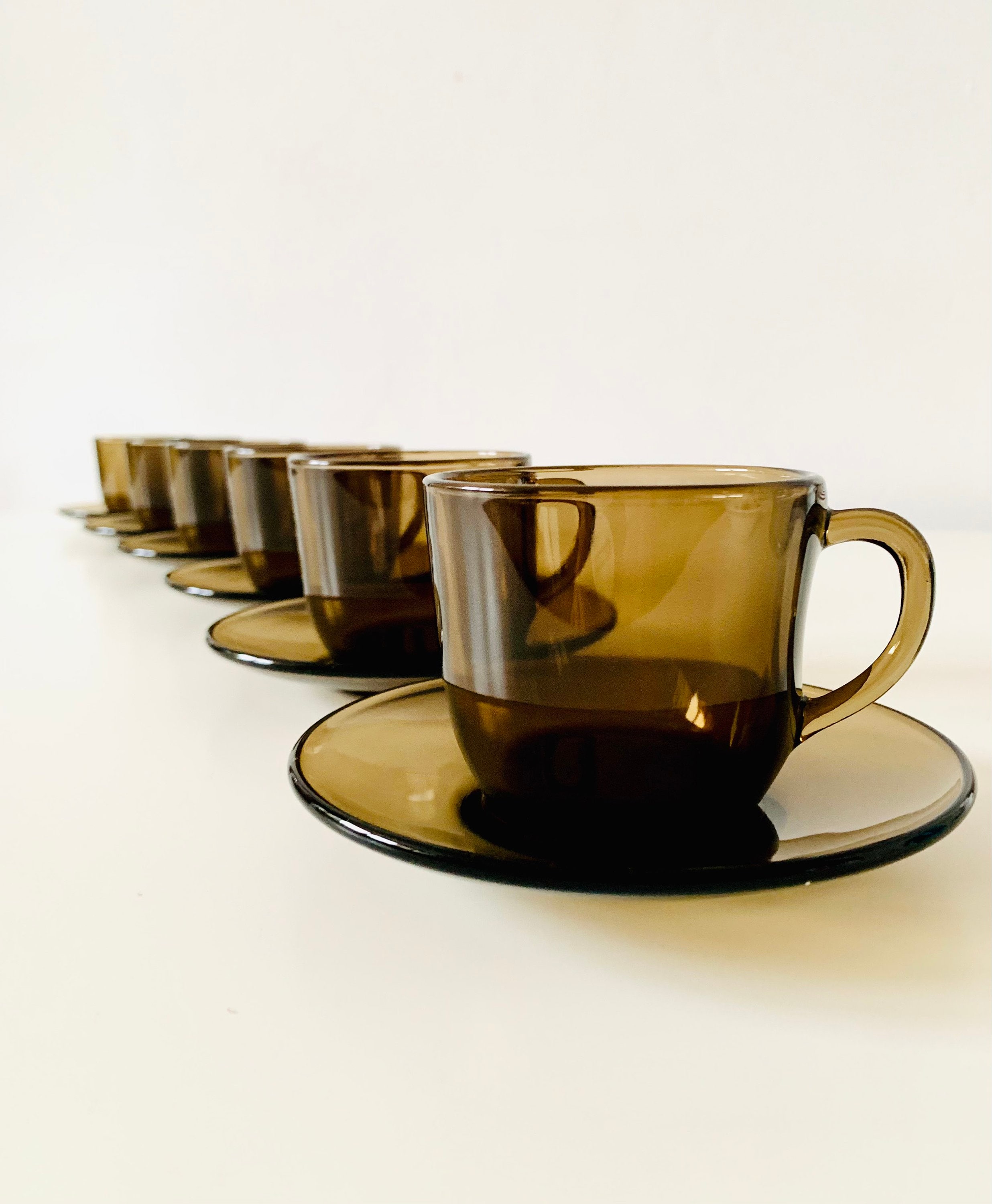 Kitchen & Dining Home & Living Set x 6 Vereco Smokey Brown Glass Cups