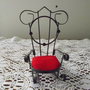 Vintage Dollhouse Metal Rocking Chair, Early 70&#39;s